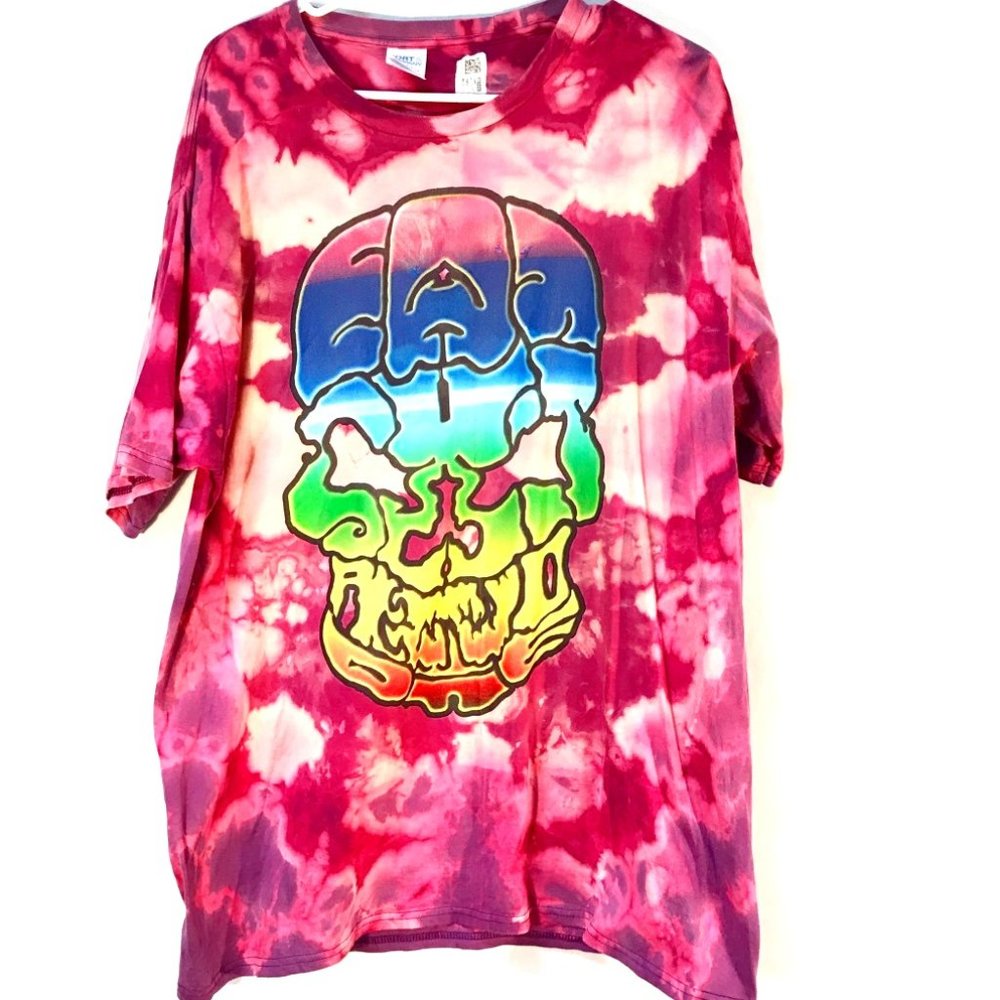 Conceptual Subculture Tie-Dye Skull Tee - Red and Blue